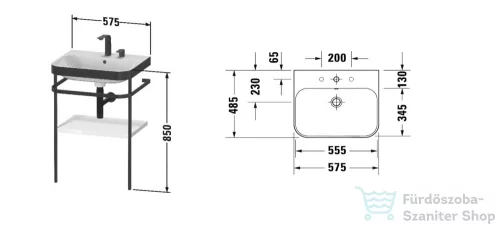 Duravit HAPPY D.2 Plus bútorral aláépíthető mosdó 1 csaplyukkal,c-bonded fémállvánnyal,Mediterranean Oak Real wood veneer HP4735O7171