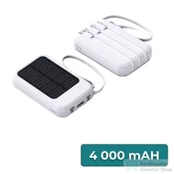   Leziter Powerbank napelemmel 4 töltőkábellel 4000mAH fehér HTS-4000-White