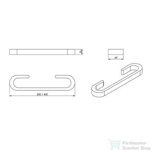 Sapho HIMALAYA fali törölközőtartó, 300x69mm, bambusz (HY2130)