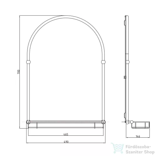 Sapho TIGA keretes tükör, 48x67cm, króm (HZ202)