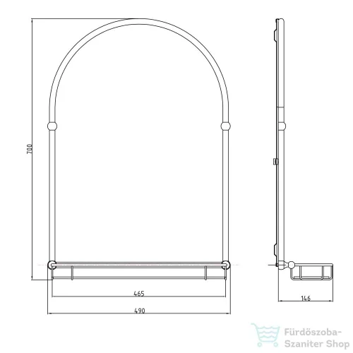 Sapho TIGA keretes tükör, 48x67cm, bronz (HZ206)