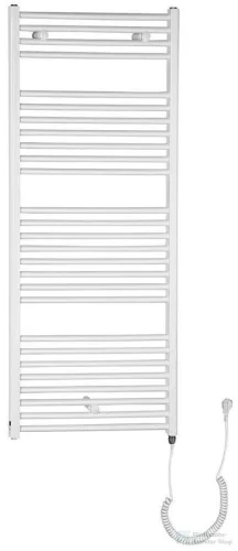 AQUALINE DIRECT-E elektromos fürdőszobai radiátor fűtőpatronnal, egyenes, 600x1320cm, 600W, fehér (ILE36T)