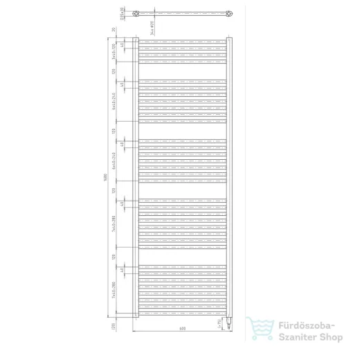 AQUALINE DIRECT-E elektromos fürdőszobai radiátor fűtőpatronnal, egyenes, 600x1680cm, 800W, fehér (ILE66T)