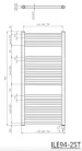 AQUALINE DIRECT-E elektromos fürdőszobai radiátor fűtőpatronnal, egyenes, 450x960cm, 300W, fehér (ILE94T)