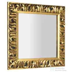 SaphoZEEGRAS tükör fa kerettel, 90x90cm, arany (IN416)
