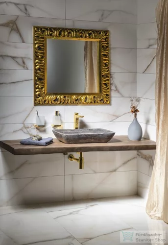 SaphoZEEGRAS tükör fa kerettel, 90x90cm, arany (IN416)