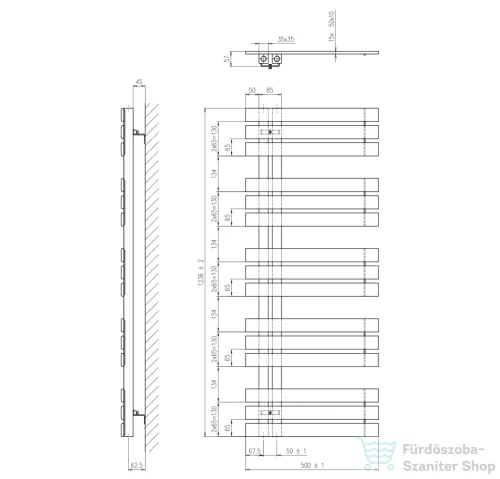Sapho SILVANA fürdőszobai radiátor 500x1236mm, metál ezüst IR153