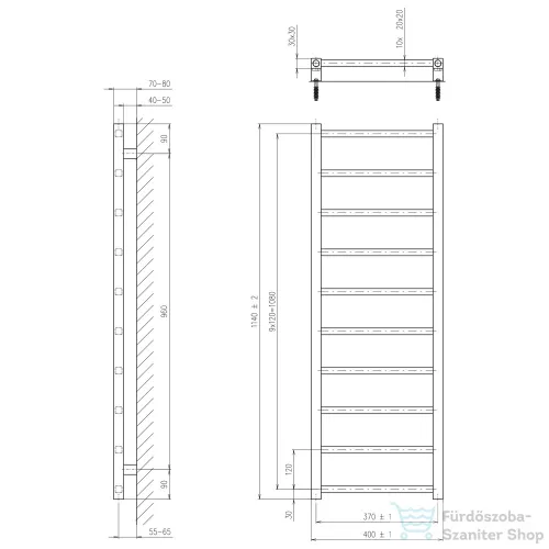 Sapho METRO LIGHT fürdőszobai radiátor, 400x1140mm, króm (IR445R)