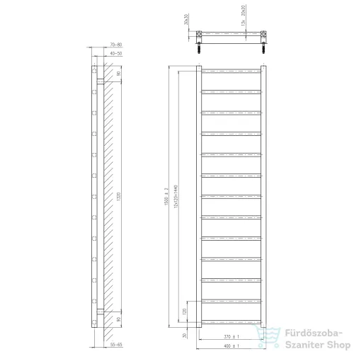 Sapho METRO LIGHT fürdőszobai radiátor, 400x1500mm, króm (IR447R)