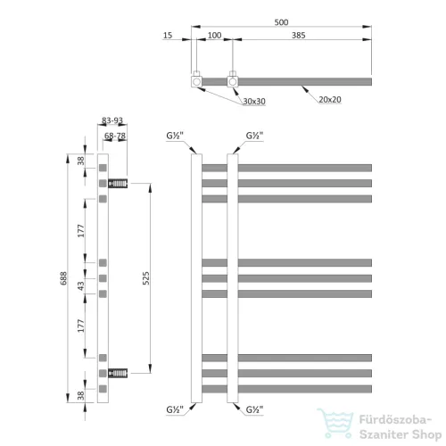 Sapho MAGDALENA fürdőszobai radiátor 500x688 mm, króm IZ100