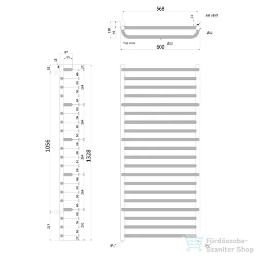 Sapho MANISA Radiátor 600x1328 négy törölközőtartóval, króm IZ111