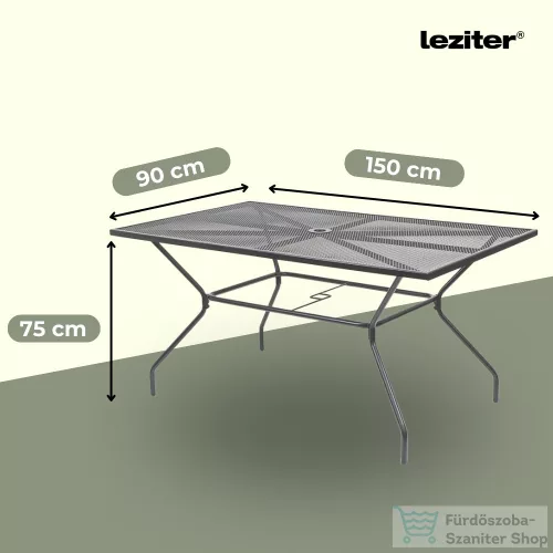 Leziter Melfi fém mesh kerti asztal 150x90x75 cm antracit JYL-22092-ANT