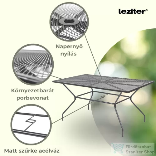 Leziter Melfi fém mesh kerti asztal 150x90x75 cm antracit JYL-22092-ANT