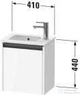 Duravit KETHO.2 41x29,2 cm-es, 1 ajtós alsószekrény mosdó és csaptelep nélkül, jobbos, matt bazalt K25060R43430000