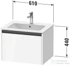Duravit KETHO.2 61x48 cm-es, 1 fiókos fali szekrény, 233663XXX mosdóhoz, matt fekete tölgy K25062016160000