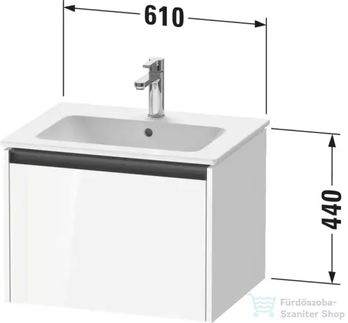 Duravit KETHO.2 61x48 cm-es, 1 fiókos fali szekrény, 233663XXX mosdóhoz, matt fekete tölgy K25062016160000