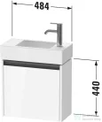 Duravit KETHO.2 48,4x23,8 cm-es, 1 ajtós alsószekrény mosdó és csaptelep nélkül, jobbos, fényes fehér K25072R22220000