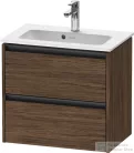 Duravit KETHO.2 61x39 cm-es 2 fiókos alsószekrény mosdó és csaptelep nélkül, sötét dió K25255021210000