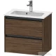 Duravit KETHO.2 61x39 cm-es 2 fiókos alsószekrény mosdó és csaptelep nélkül, sötét dió K25255021210000