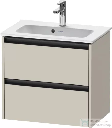 Duravit KETHO.2 61x39 cm-es 2 fiókos alsószekrény mosdó és csaptelep nélkül, matt taupe K25255091910000