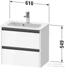 Duravit KETHO.2 61x39 cm-es 2 fiókos alsószekrény mosdó és csaptelep nélkül, matt taupe K25255091910000
