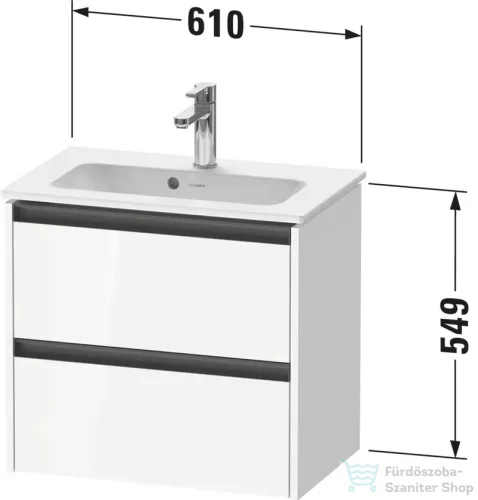 Duravit KETHO.2 61x39 cm-es 2 fiókos alsószekrény mosdó és csaptelep nélkül, matt taupe K25255091910000