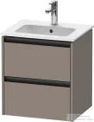 Duravit KETHO.2 51x42 cm-es 2 fiókos alsószekrény mosdó és csaptelep nélkül, matt bazalt K25261043430000