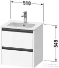 Duravit KETHO.2 51x42 cm-es 2 fiókos alsószekrény mosdó és csaptelep nélkül, matt bazalt K25261043430000