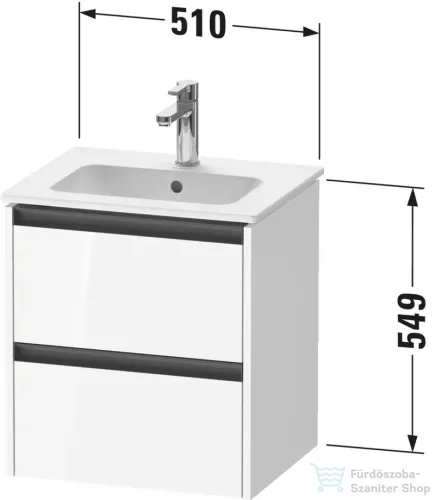 Duravit KETHO.2 51x42 cm-es 2 fiókos alsószekrény mosdó és csaptelep nélkül, márványos tölgy K25261055550000