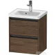 Duravit KETHO.2 48,4x37,5 cm-es, 2 fiókos függesztett szekrény, 074250XXX mosdóhoz, matt sötét dió K25280021210000