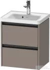 Duravit KETHO.2 48,4x37,5 cm-es, 2 fiókos függesztett szekrény, 074250XXX mosdóhoz, matt bazalt K25280043430000