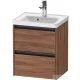 Duravit KETHO.2 48,4x37,5 cm-es, 2 fiókos függesztett szekrény, 074250XXX mosdóhoz, matt dió K25280079790000