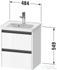 Duravit KETHO.2 48,4x37,5 cm-es, 2 fiókos függesztett szekrény, 074250XXX mosdóhoz, matt dió K25280079790000