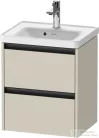 Duravit KETHO.2 48,4x37,5 cm-es, 2 fiókos függesztett szekrény, 074250XXX mosdóhoz, szupermatt taupe K25280083830000
