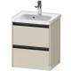 Duravit KETHO.2 48,4x37,5 cm-es, 2 fiókos függesztett szekrény, 074250XXX mosdóhoz, szupermatt taupe K25280083830000