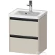 Duravit KETHO.2 48,4x37,5 cm-es, 2 fiókos függesztett szekrény, 074250XXX mosdóhoz, matt taupe K25280091910000