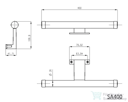 AQUALINE KRONAS LED világítás, 6W, 400x40x100mm, króm (KA400)