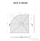 Radaway Kios A 90x90 íves műmárvány zuhanytálca, betonszürke KA9090-52
