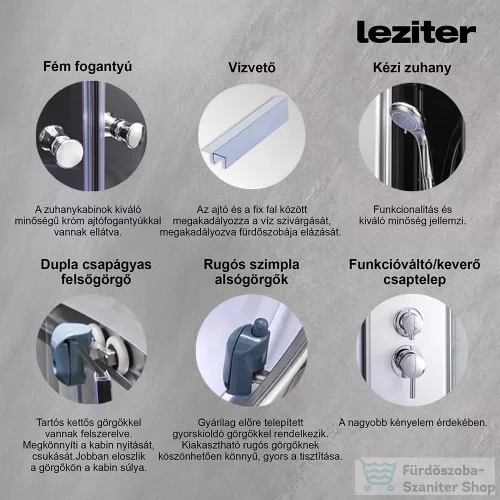 Leziter Karolino 80 black mélytálcás zuhanykabin KAROLINO80B