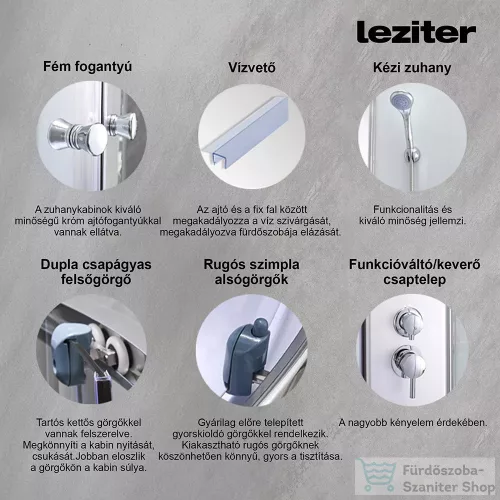 Leziter Karolino 80 white mélytálcás zuhanykabin KAROLINO80W