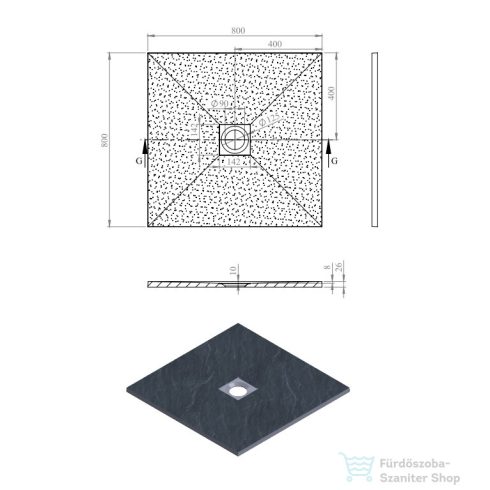 Radaway Kios C 80x80 műmárvány zuhanytálca, beige KC8080-55