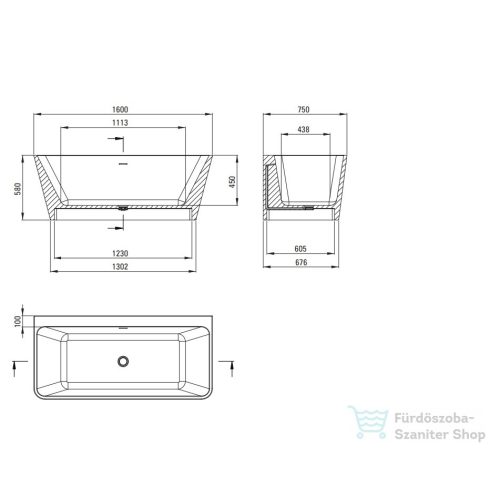 Deante Hiacynt 160x75 cm-es szabadonálló kád KDH_016W