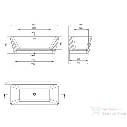 Deante Hiacynt 170x80 cm-es szabadonálló kád KDH_017W