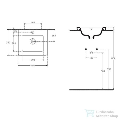 Sapho CITY kerámiamosdó, 40x18x35cm (KE040)