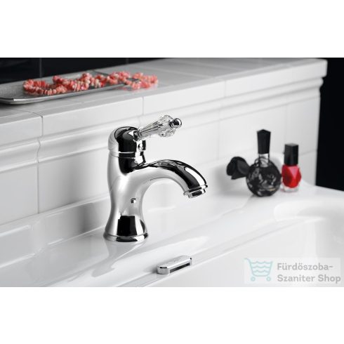 Sapho KIRKÉ mosdó csaptelep, automata leeresztővel, kristály karral, króm (KI02KC)