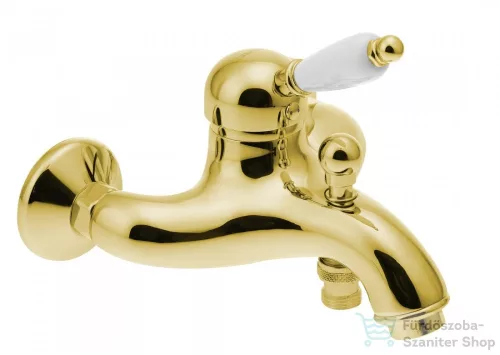 Sapho KIRKÉ kádtöltő csaptelep zuhanyszett nélkül, fehér kerámia karral, arany KI10BZ