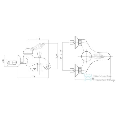 Sapho KIRKÉ kádtöltő csaptelep zuhanyszett nélkül, kristály karral, arany KI10KZ