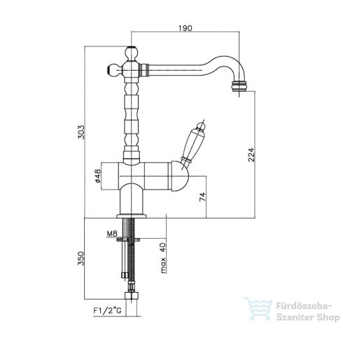 Sapho KIRKÉ Mosogató-csaptelep, fehér karral, arany KI14BZ