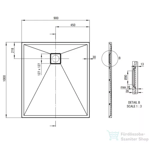 Deante CORREO 100x90 cm-es szögletes zuhanytálca, alabástrom KQR_A45B