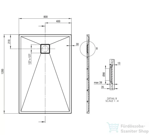 Deante CORREO 120x80 cm-es szögletes zuhanytálca, metal szürke KQR_S44B